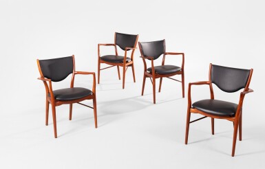 View full screen - View 1 of Lot 93. Quatre fauteuils BO 72.