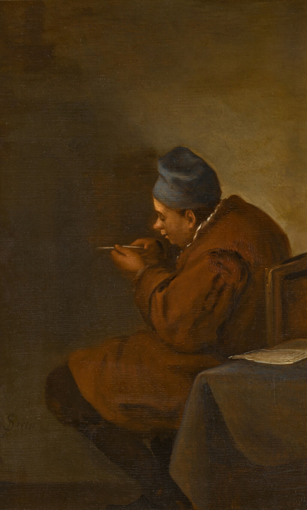 View full screen - View 1 of Lot 20. Man Sharpening a Pen.
