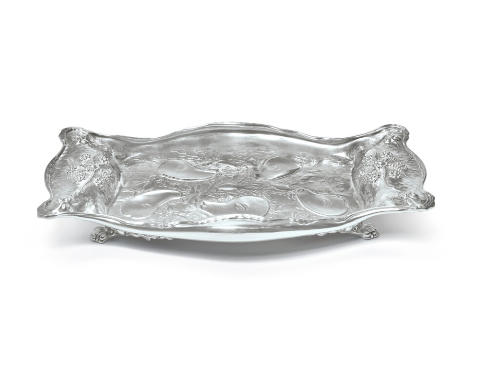 View full screen - View 1 of Lot 1813. AN AMERICAN SILVER OYSTER TRAY, THE DESIGN ATTRIBUTED TO CHARLES OSBORNE, WHITING MFG. CO., NEW YORK, CIRCA 1890.