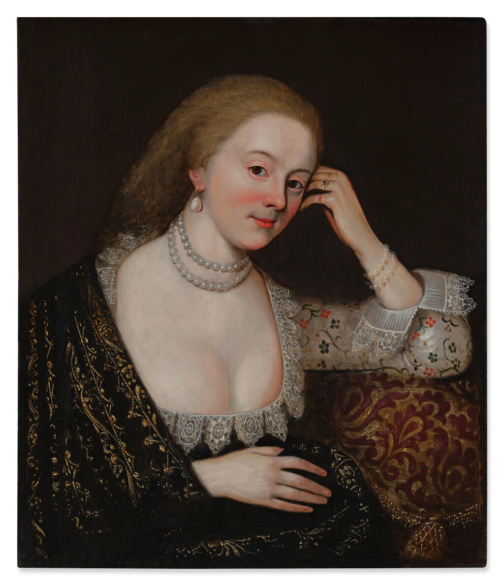 View full screen - View 1 of Lot 66. Portrait of a seated lady, half-length, with her head resting in her hand.