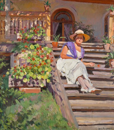 View full screen - View 1 of Lot 39. Woman Seated on Steps.