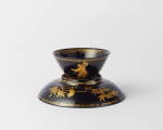 A Böttger Stoneware Black-Glazed and Gilt Teabowl and Saucer, 1711-15