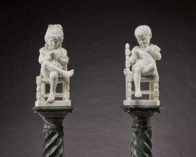 View full screen - View 1 of Lot 18. A Boy reading and a Girl sewing.