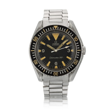 View full screen - View 1 of Lot 461. SEAMASTER 300 STAINLESS STEEL AUTOMATIC CENTER SECONDS WRISTWATCH WITH DATE CIRCA 1966.