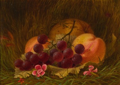 View full screen - View 1 of Lot 12. WILLIAM MOORE DAVIS | STILL LIFE WITH GRAPES AND PEACHES .