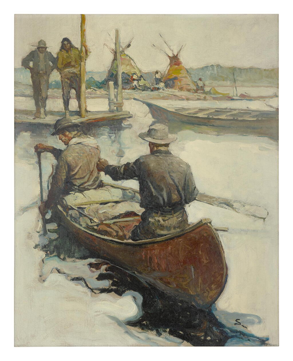 View full screen - View 1 of Lot 55. FRANK EARLE SCHOONOVER | APPROACHING CAMP.