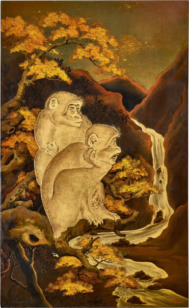 View full screen - View 1 of Lot 765. Tran Van Ha 陳文河 | Monkeys by a Stream 溪流邊猴子.
