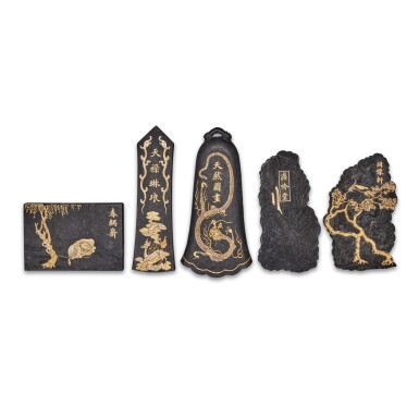 View full screen - View 1 of Lot 421. A set of five 'palace' ink cakes, Qing dyansty .