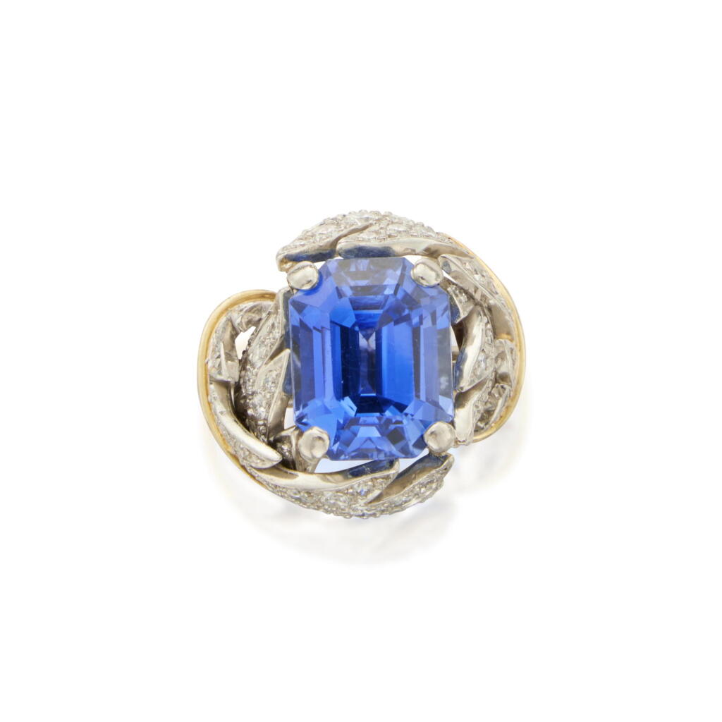View full screen - View 1 of Lot 99. Sapphire and Diamond Ring.