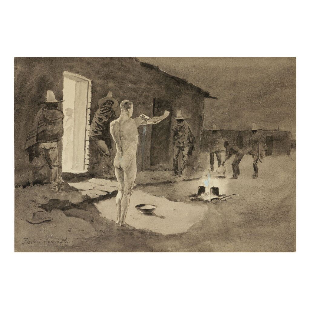 View full screen - View 1 of Lot 19. FREDERIC REMINGTON | AN EARLY MORNING BATH (A CURIOUS CUSTOM IN MEXICO).