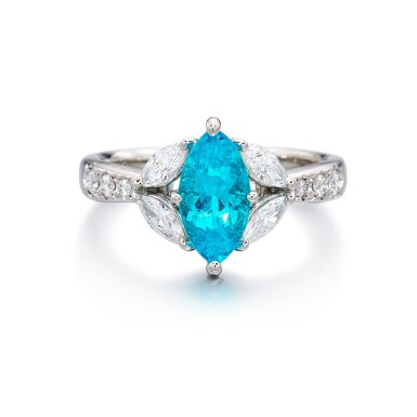 View full screen - View 1 of Lot 375. Paraíba Tourmaline and Diamond Ring | 1.82克拉「巴西」帕拉伊巴碧璽 配 鑽石 戒指.