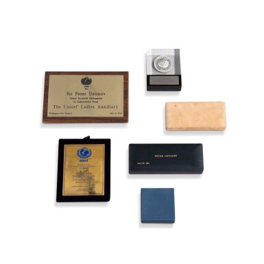 View full screen - View 1 of Lot 168. A set of six awards presented to Sir Peter Ustinov | Ensemble de six récompenses décernées à Peter Ustinov.