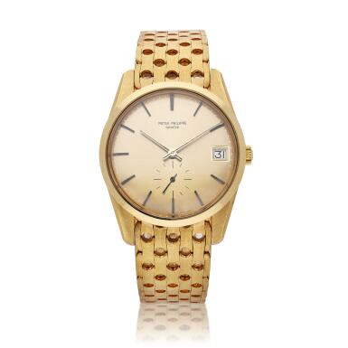 View full screen - View 1 of Lot 6. Reference 3558/1 | A yellow gold automatic bracelet watch with date, Made in 1971.
