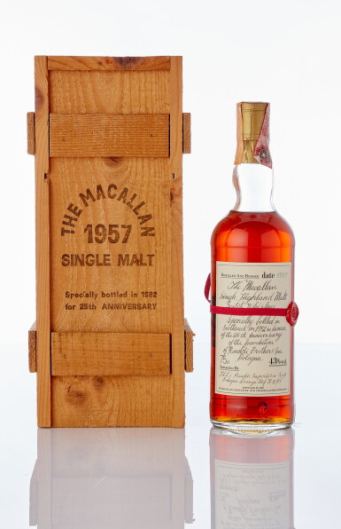 View full screen - View 1 of Lot 6015. The Macallan Red Ribbon 43.0 abv 1957 (1 BT75).