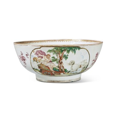 View full screen - View 1 of Lot 730. A Rare Chinese Export 'Mythological Subject' Punch Bowl, Qing Dynasty, Qianlong Period, circa 1745.