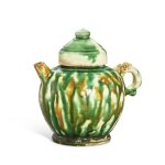 A small sancai ewer and cover, Tang dynasty | 唐 三彩小蓋壺