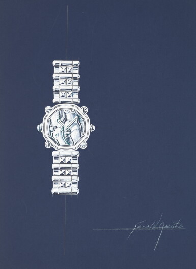 View full screen - View 1 of Lot 25. Design of a Gérald Genta bracelet watch with accompanying NFT Circa 1988.