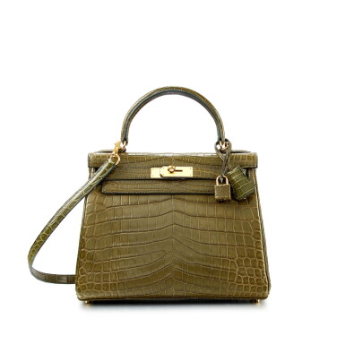 View full screen - View 1 of Lot 7871. Vert Veronese Matte Niloticus Crocodile Kelly 28 Retourne Gold Hardware, 2014.