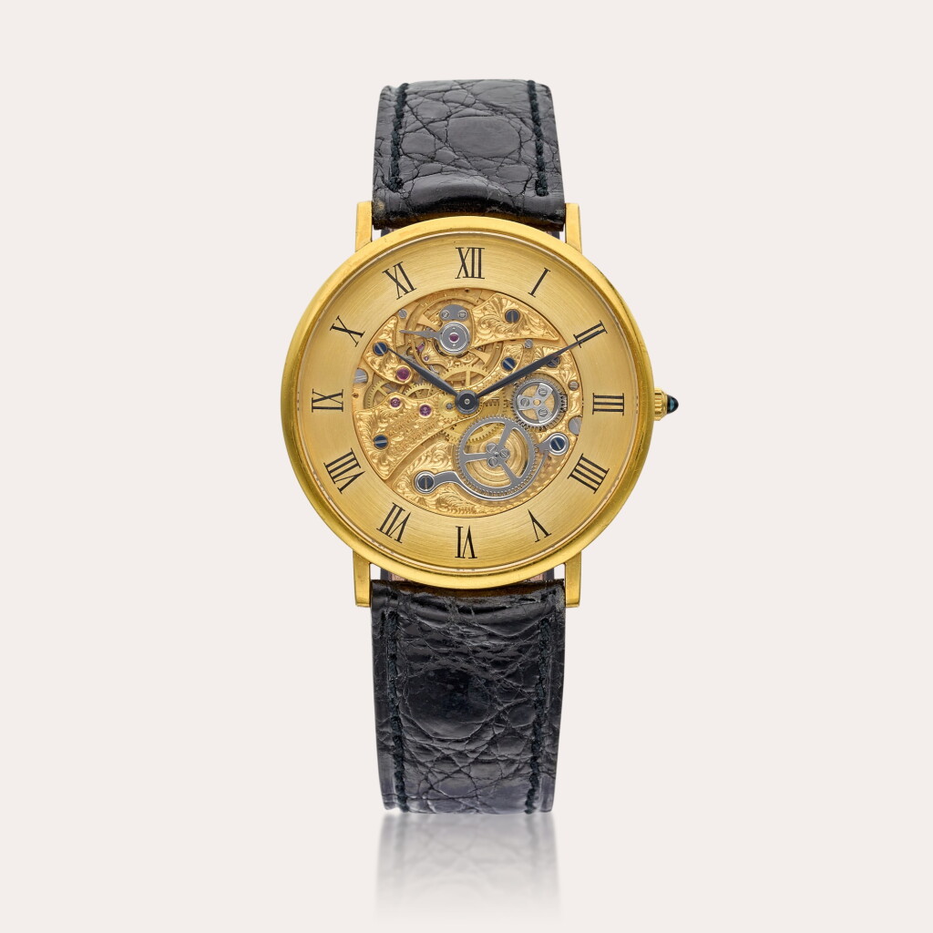 View full screen - View 1 of Lot 472. Reference 36001 Structura | A yellow gold skeletonized wristwatch, Circa 1980.