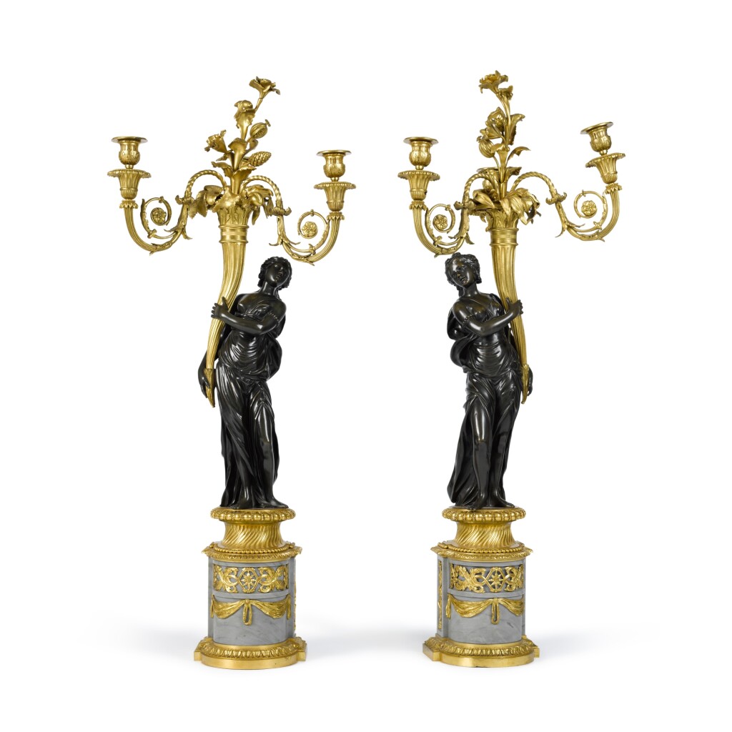 Pair of Louis XVI Bronze Figural Candelabra Pair of Louis XVI Bronze Figural Candelabra