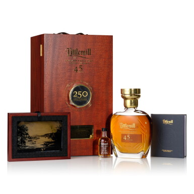 View full screen - View 1 of Lot 90. Littlemill 45 Year Old 250th Anniversary 41.8 abv 1976 (1 Bottle 70cl, 1 Bottle 5cl).