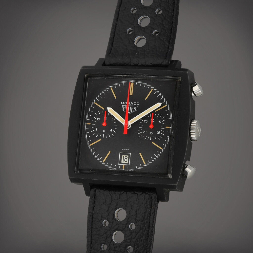 View full screen - View 1 of Lot 7. Monaco 'Dark Lord', Reference 74033 | A stainless steel PVD-coated chronograph wristwatch | Circa 1975 | 豪雅 | Monaco 'Dark Lord' 型號74033 | 精鋼PVD塗層計時腕錶,製作年份約1975.