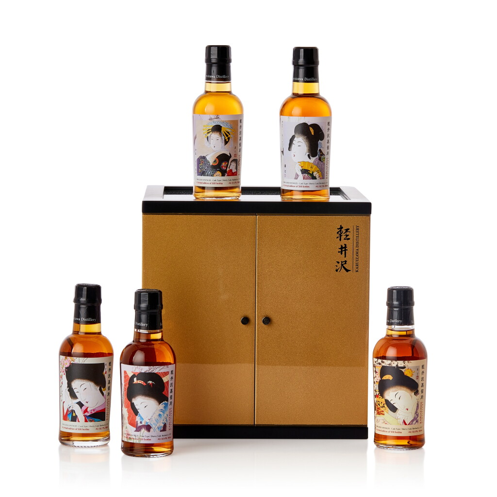 View full screen - View 1 of Lot 6194. 輕井澤 "金屋藏嬌" Karuizawa 1999 & 2000 "The Golden House of Five Mistresses" Mini Set 5 X 18CL NV (5 BT18).