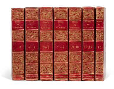 View full screen - View 1 of Lot 59. Oeuvres complètes... Strasbourg, 1791. Série reliées dans le style de Bozérian (7 vol.).
