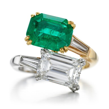 View full screen - View 1 of Lot 38. Monture Mauboussin | Emerald and diamond ring.