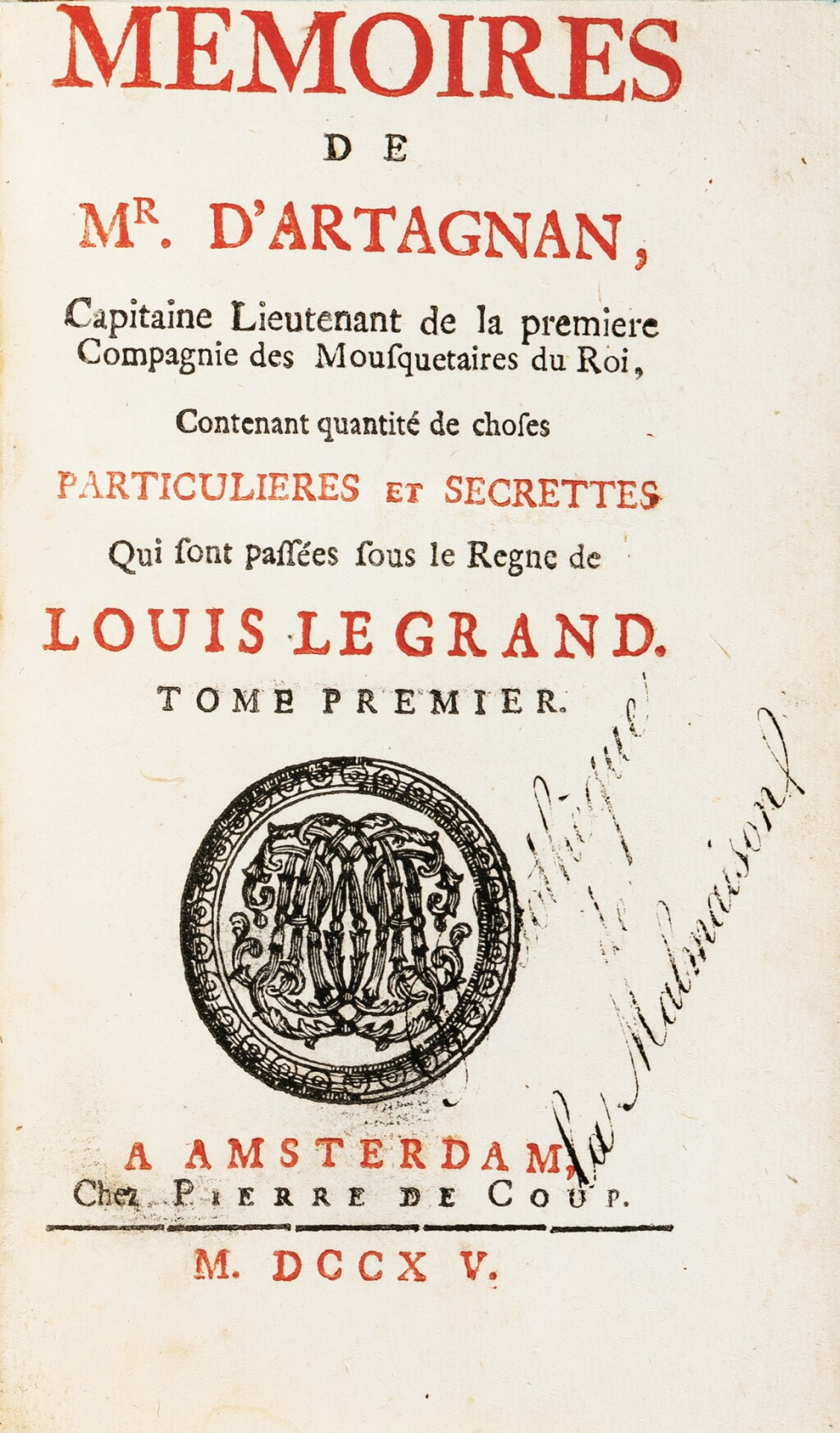 View full screen - View 1 of Lot 2. Mémoires de Mr d'Artagnan. 1715. 3 vol. Exemplaire de l'impératrice Joséphine..