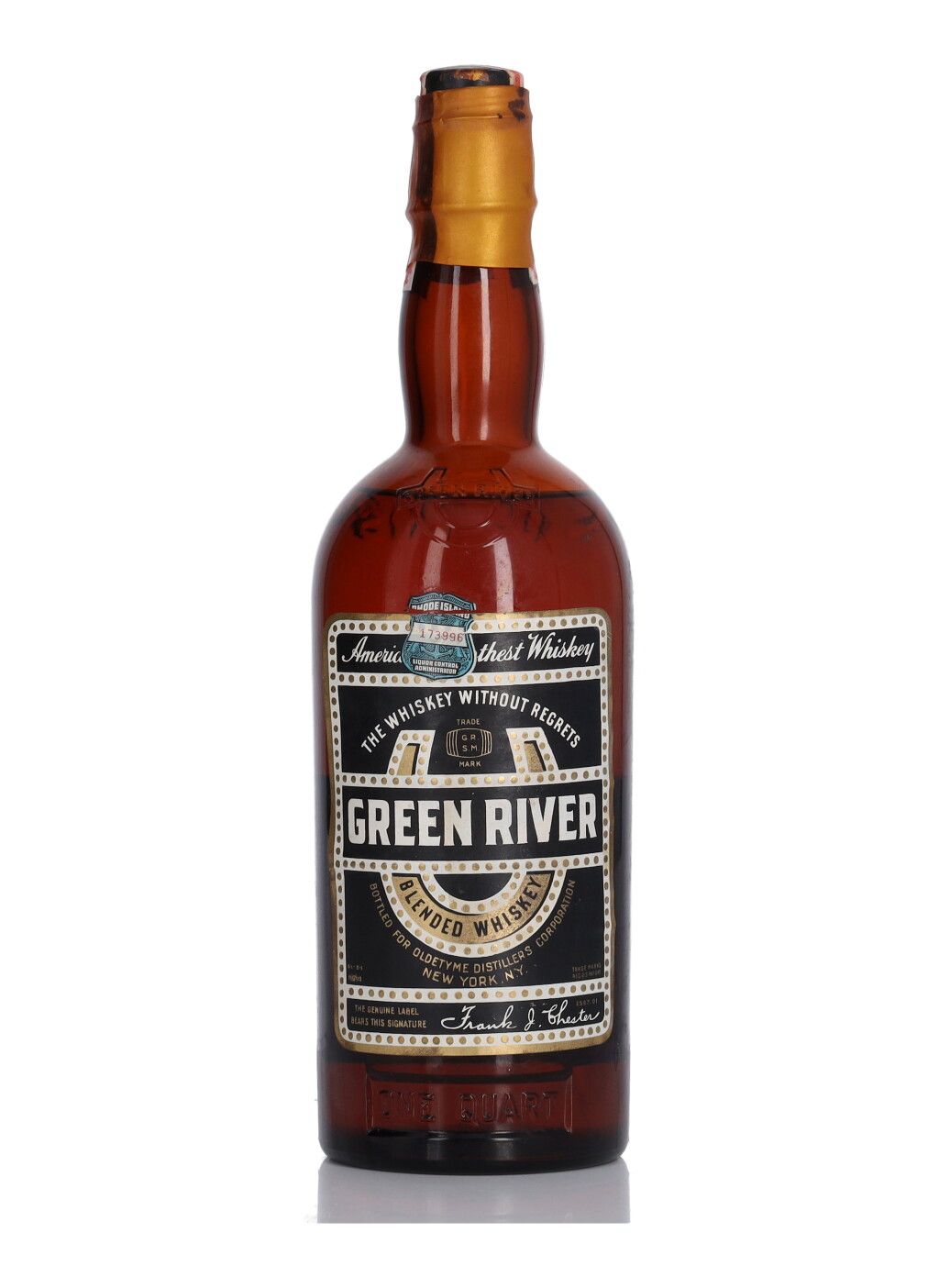 View full screen - View 1 of Lot 124. Green River Blended Whiskey 86 Proof NV (1 Bottle Quart).