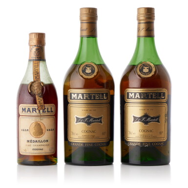 View full screen - View 1 of Lot 6592. Martell Very Special Cognac & VSOP Mixed Lot NV (2 BT70, 1 BT35).