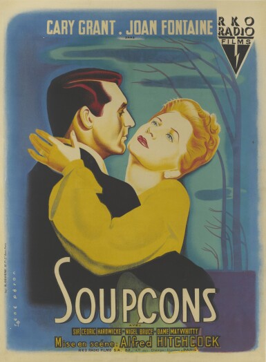 View full screen - View 1 of Lot 71. SUSPICION / SOUPCONS (1941) FIRST FRENCH RELEASE POSTER, 1946.