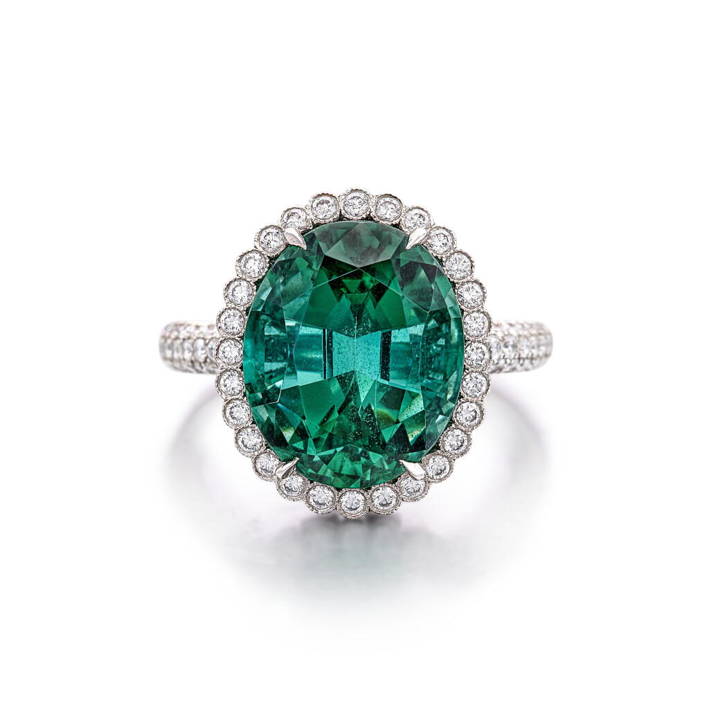 View full screen - View 1 of Lot 2844. Tourmaline and Diamond Ring | 蒂芙尼 | 碧璽 配 鑽石 戒指.