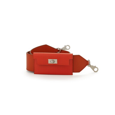 View full screen - View 1 of Lot 64. Capucine Swift and Epsom Bandouliere Kelly Pocket Strap Palladium Hardware, 2021 .