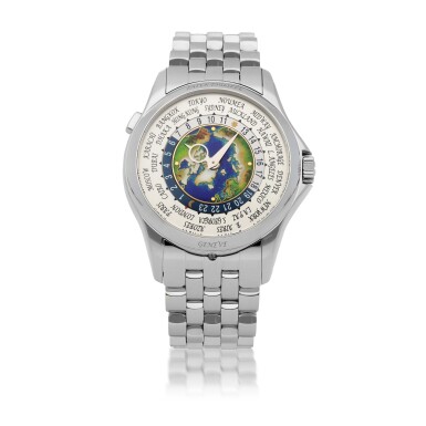 View full screen - View 1 of Lot 342. WORLD TIME, REF 5131P PLATINUM WORLD TIME WRISTWATCH WITH BRACELET CIRCA 2018.