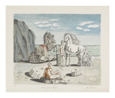 View full screen - View 1 of Lot 41. GIORGIO DE CHIRICO | RIPOSO PRESSO LE CORRENTI DELL'EGEO (BRANDINI 55).