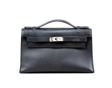 View full screen - View 1 of Lot 27. Black Swift Kelly Pochette Palladium Hardware, 2008.