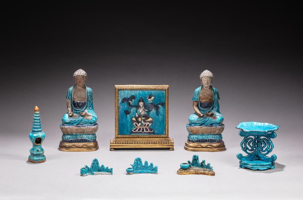 View full screen - View 1 of Lot 151. A group of eight turquoise-glazed wares, 17th - 18th century.