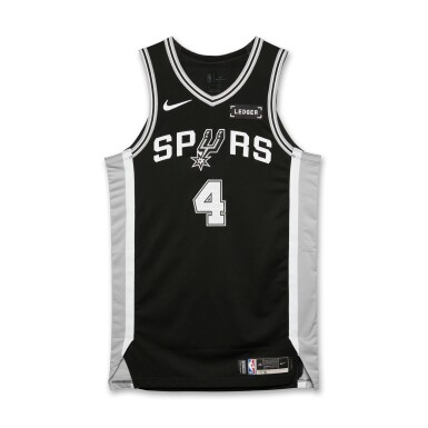 View full screen - View 1 of Lot 17. De’Aaron Fox San Antonio Spurs 2025-2026 NBA Game Worn Icon Edition Jersey | Matched to 2 Games | Season Debut.