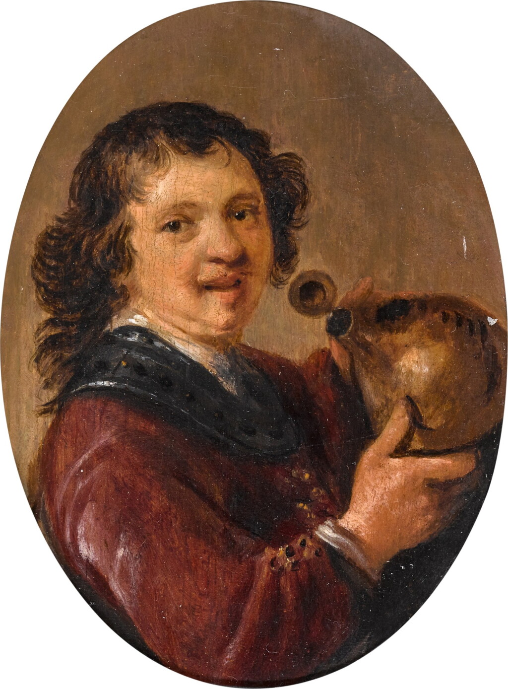 View full screen - View 1 of Lot 314. Portrait of a man, half-length, holding a jug.