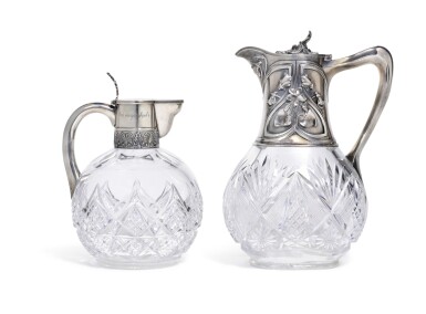 View full screen - View 1 of Lot 72. TWO SILVER-MOUNTED CUT-GLASS DECANTERS, MOSCOW AND ST PETERSBURG, 1899-1917.