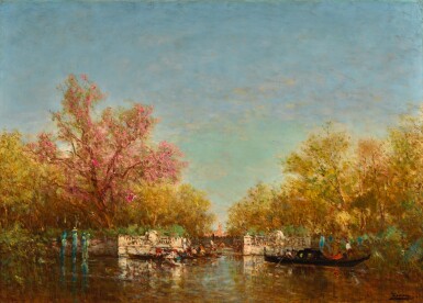 View full screen - View 1 of Lot 21. FÉLIX ZIEM | GONDOLES DEVANT LES JARDINS FRANÇAIS, VENISE.