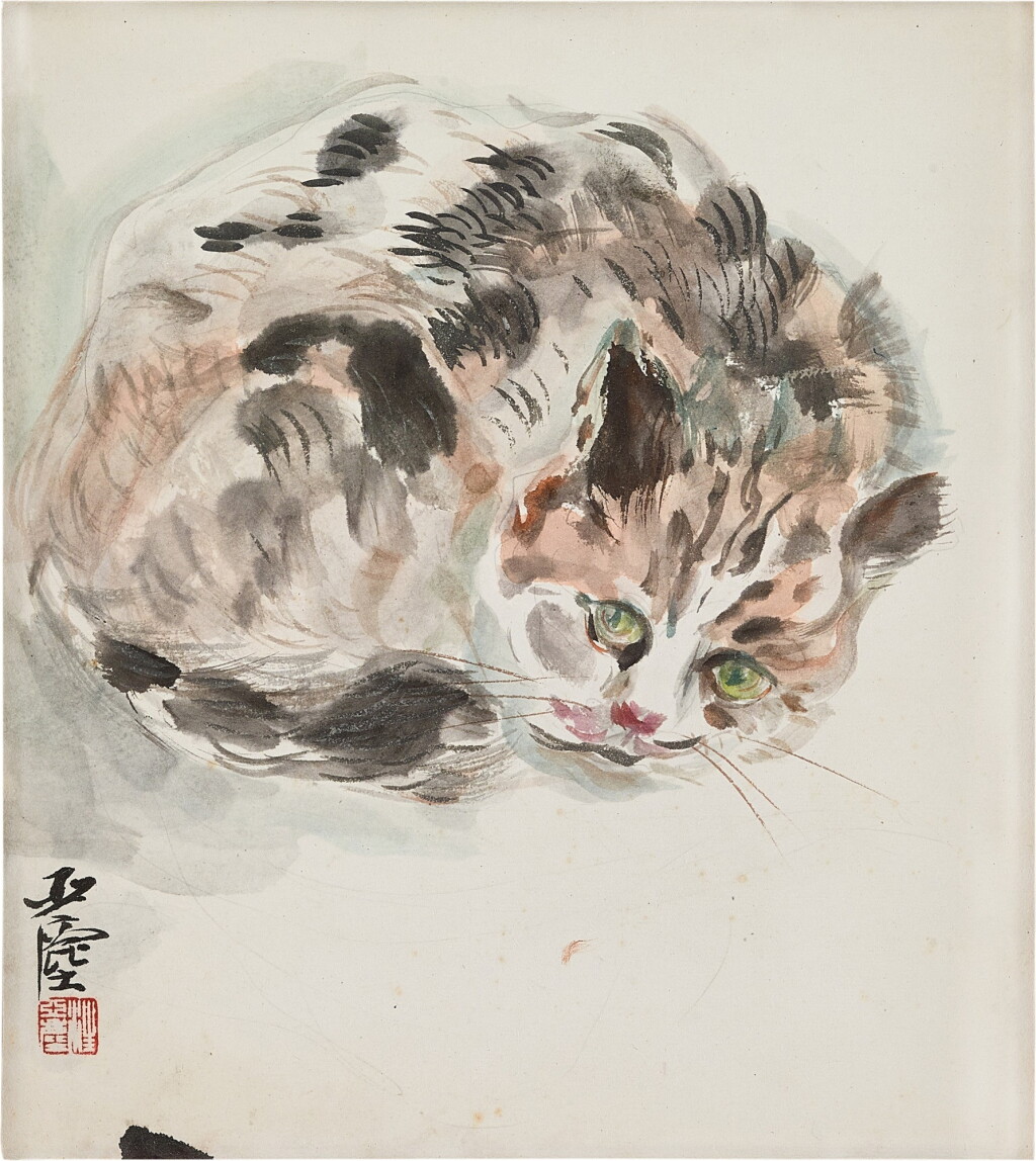 View full screen - View 1 of Lot 539. Wang Yachen 汪亞塵 | Cat 小貓.