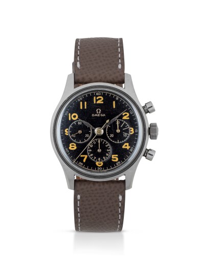 View full screen - View 1 of Lot 9. OMEGA | REF 2451 STAINLESS STEEL CHRONOGRAPH WRISTWATCH MADE FOR THE ARGENTINIAN AIR FORCE CIRCA 1941.