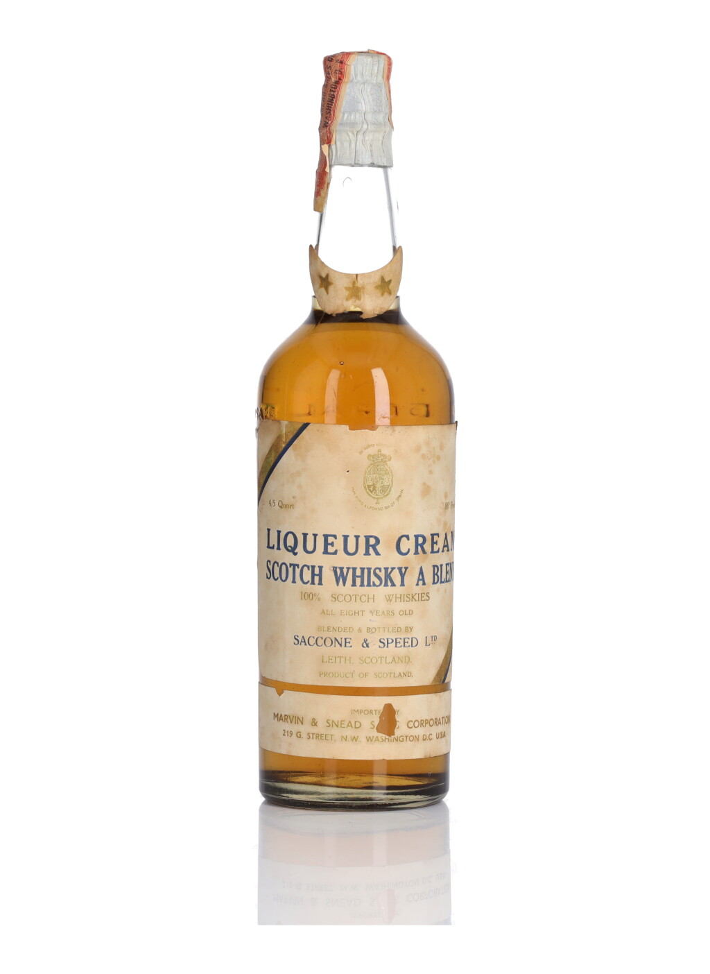 Voir en plein écran - Voir 1 du lot 39. Liqueur Cream Scotch Whisky A Blend 8 Year Old 86 Proof NV (1 BT 4/5 Quart).