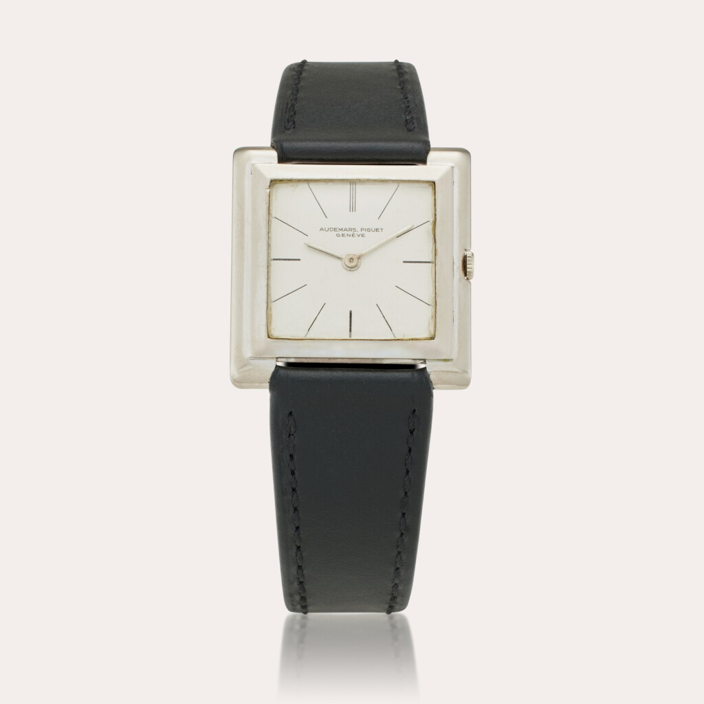 View full screen - View 1 of Lot 34. A white gold square shaped wristwatch, Gifted to Joe DiMaggio from United Cerebral Palsy, Circa 1957.
