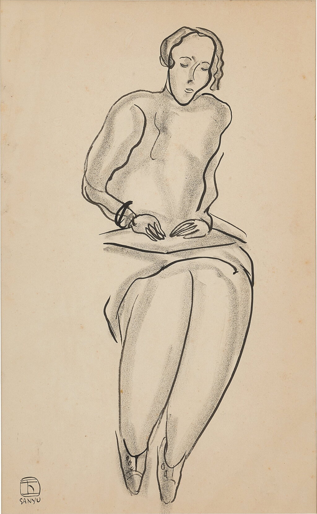 View full screen - View 1 of Lot 748. Sanyu 常玉 | Femme à la lecture 閱讀的女子.