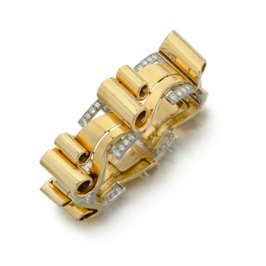 View full screen - View 1 of Lot 400. Gold and Diamond Bracelet.