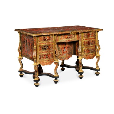 View full screen - View 1 of Lot 73. A Louis XIV Pewter, Brass, and Tortoiseshell Boulle Marquetry Bureau Mazarin, Late 17th Century.